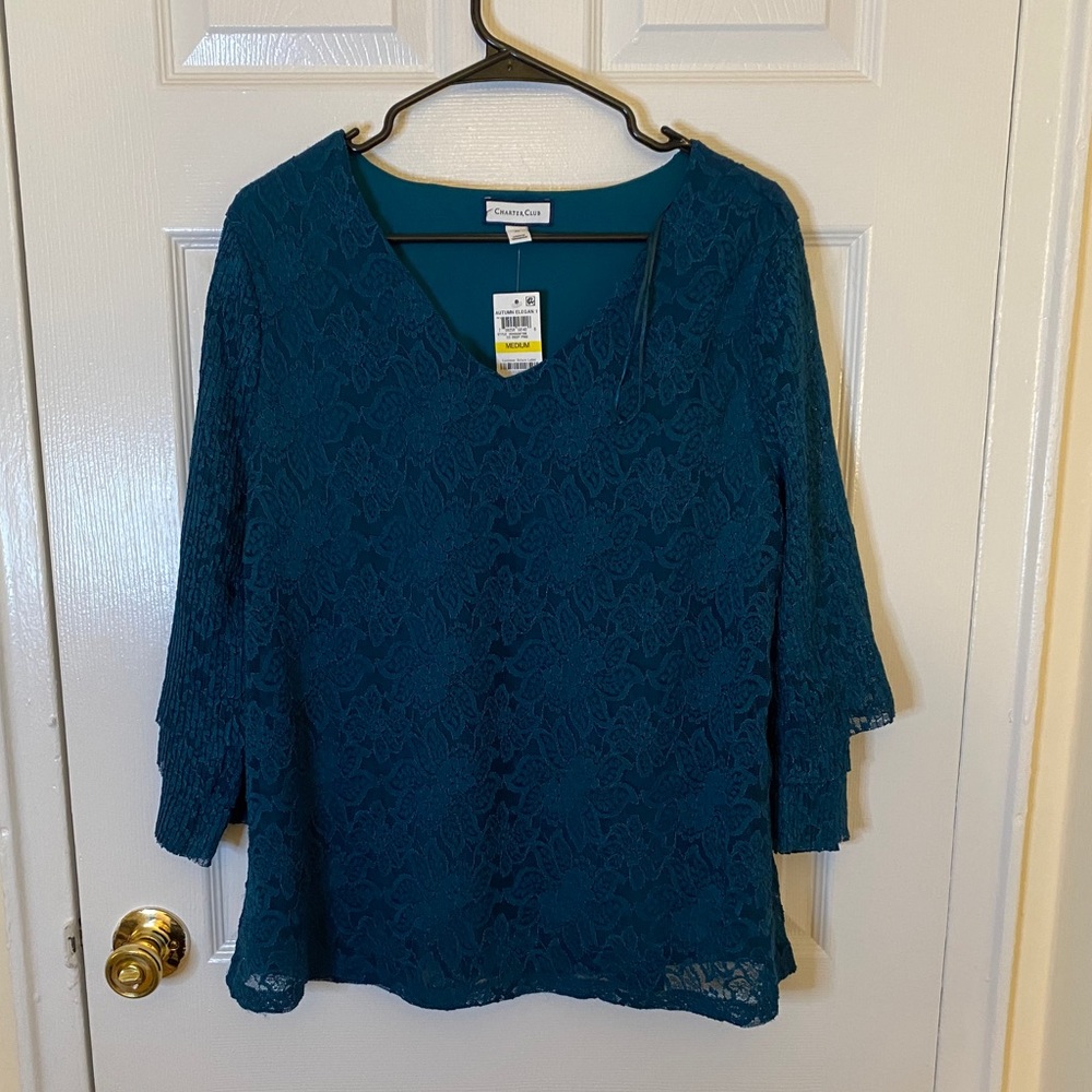 NWT Women’s Charter Club Quarter Sleeve Tunic Blouse